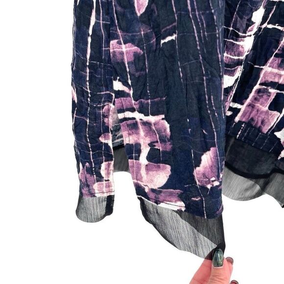 Simply Vera‎ Wang Crinkle Fabric 7/8 Length Sleeve Blouse Women 1X Multicolor - Picture 2 of 8